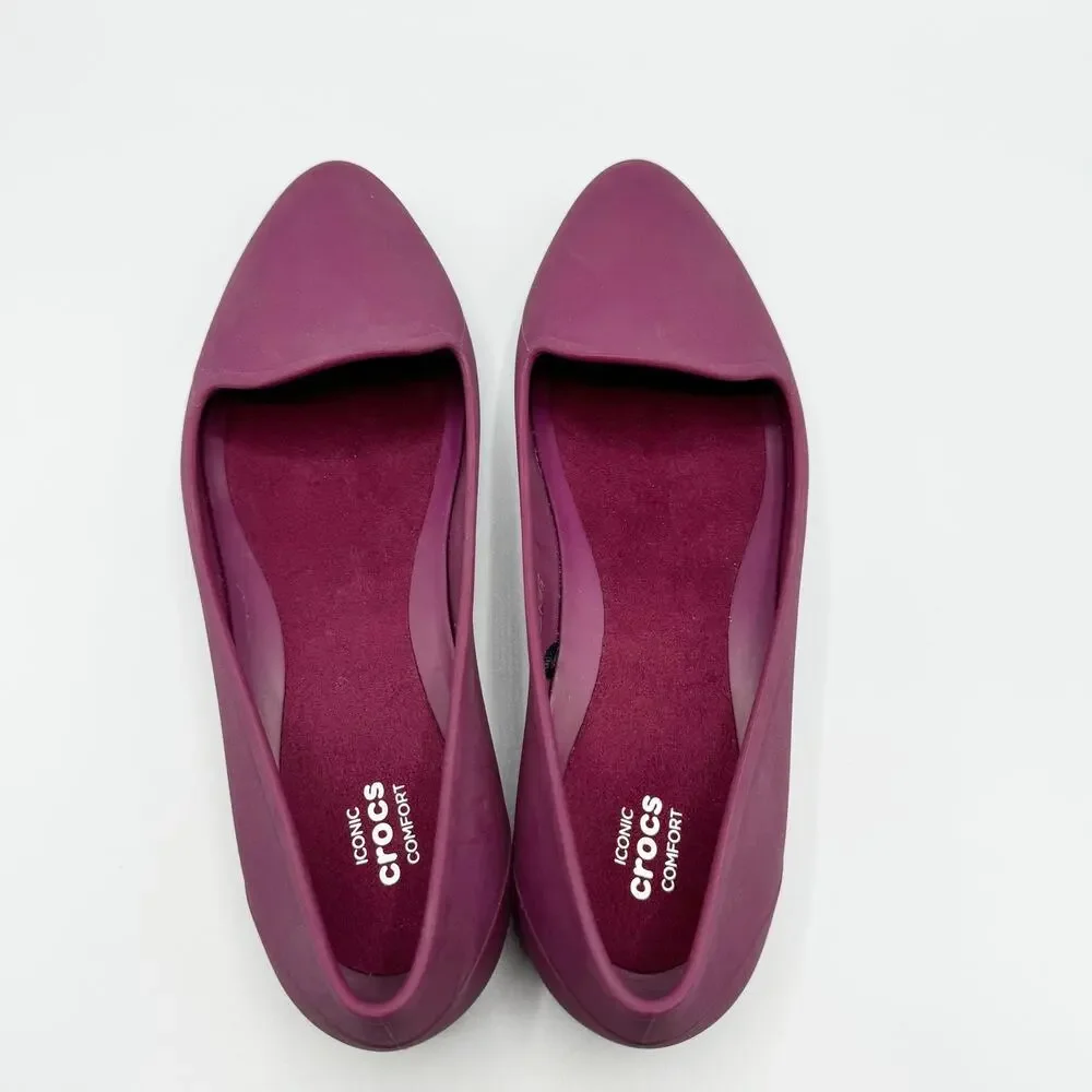 Crocs Eve Ballet Iconic Comfort Pointed Flats Magenta Pink Slip On Size 9 - Picture 3 of 8
